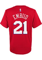 Joel Embiid Philadelphia 76ers Youth Red Flat NN Player Tee