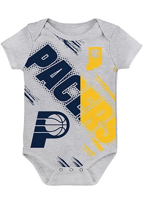 Indiana Pacers Baby Grey Dribble Design Short Sleeve One Piece