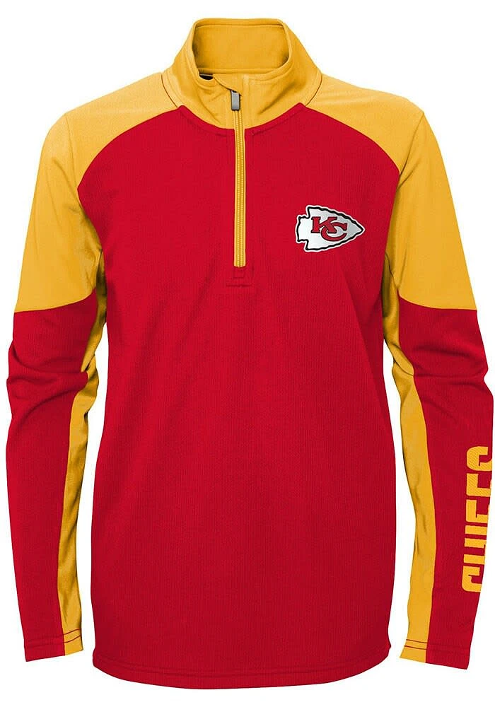 Kansas City Chiefs Youth Red Audible Long Sleeve Quarter Zip Shirt