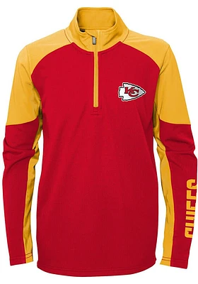 Kansas City Chiefs Youth Red Audible Long Sleeve Quarter Zip Shirt
