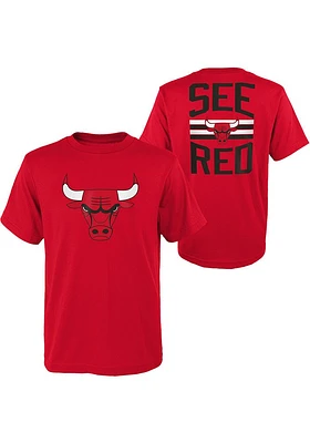 Chicago Bulls Toddler Red Slogan Back Short Sleeve T-Shirt