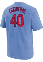 Willson Contreras St Louis Cardinals Youth Light Blue Name and Number Player Tee