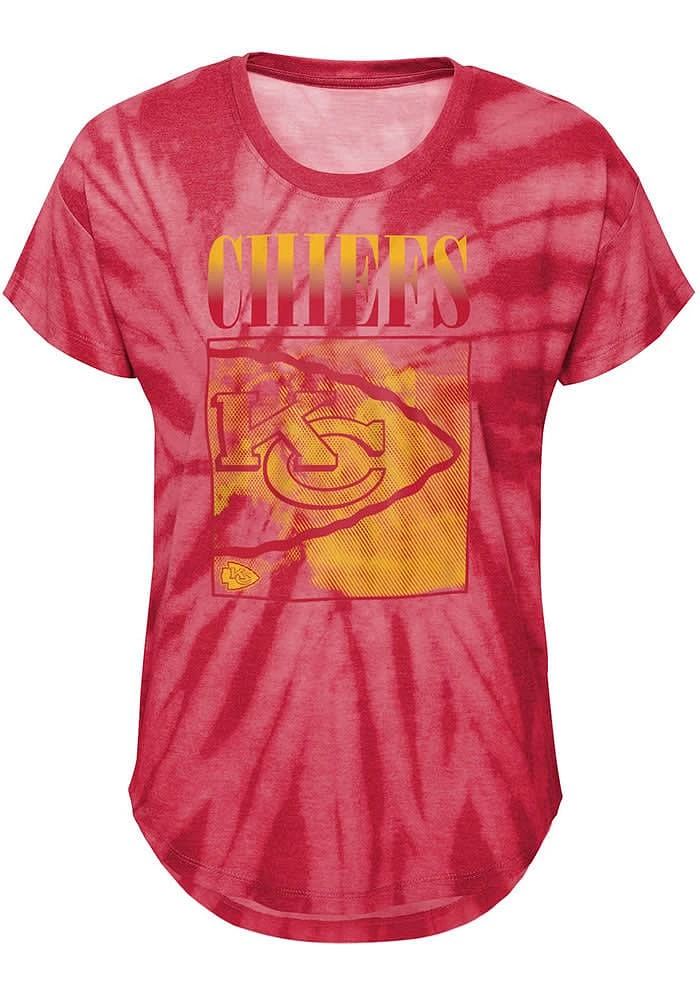 Kansas City Chiefs Girls Red The Band Tie-Dye Short Sleeve Fashion T-Shirt
