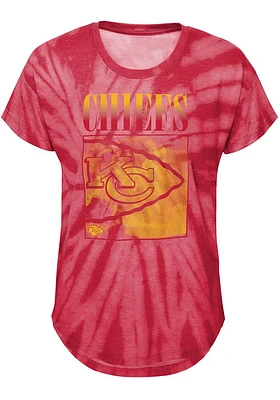 Kansas City Chiefs Girls Red The Band Tie-Dye Short Sleeve Fashion T-Shirt