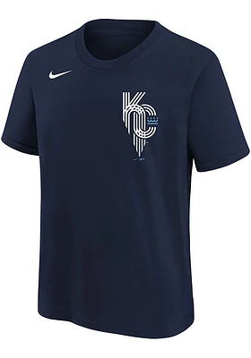 Nike Kansas City Royals Boys Navy Blue Connect Wordmark Short Sleeve T-Shirt
