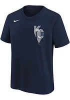 Nike Kansas City Royals Boys Navy Blue Connect Wordmark Short Sleeve T-Shirt
