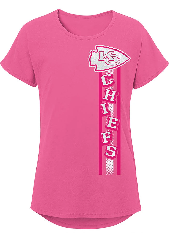 Kansas City Chiefs Girls Pink Fair Catch Short Sleeve Tee