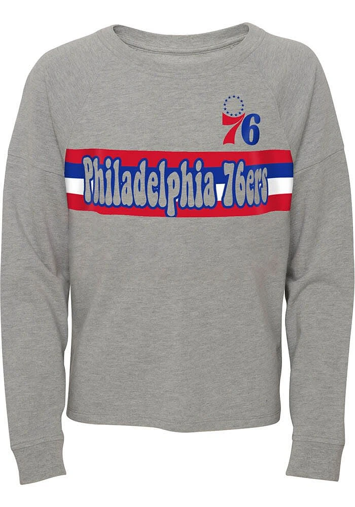 Philadelphia 76ers Girls Grey All Striped Up Long Sleeve T-shirt