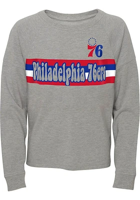 Philadelphia 76ers Girls Grey All Striped Up Long Sleeve T-shirt