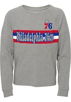 Philadelphia 76ers Girls Grey All Striped Up Long Sleeve T-shirt