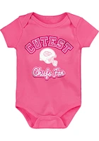 Kansas City Chiefs Baby Pink Cutest Fan Design Short Sleeve One Piece