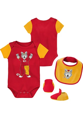 KC Wolf  Outer Stuff Kansas City Chiefs Baby Red Mascot Little Champ Set One Piece with Bib