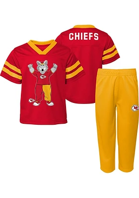 KC Wolf  Outer Stuff Kansas City Chiefs Infant Red Mascot Zone SS Set Top and Bottom