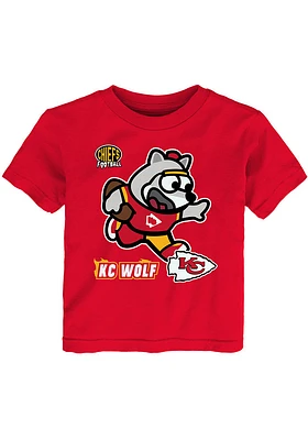 KC Wolf Kansas City Chiefs Infant Mascot Sizzle Short Sleeve T-Shirt Red