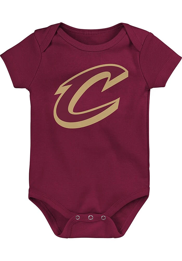 Cleveland Cavaliers Baby Maroon Main Logo Short Sleeve One Piece