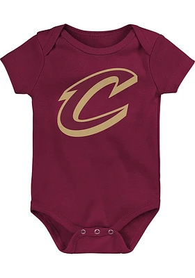 Cleveland Cavaliers Baby Maroon Main Logo Short Sleeve One Piece