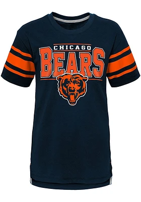 Chicago Bears Youth Navy Blue Huddle Up Short Sleeve Fashion T-Shirt