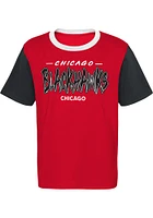 Chicago Blackhawks Youth Red Reverse Retro Sueded Short Sleeve Fashion T-Shirt