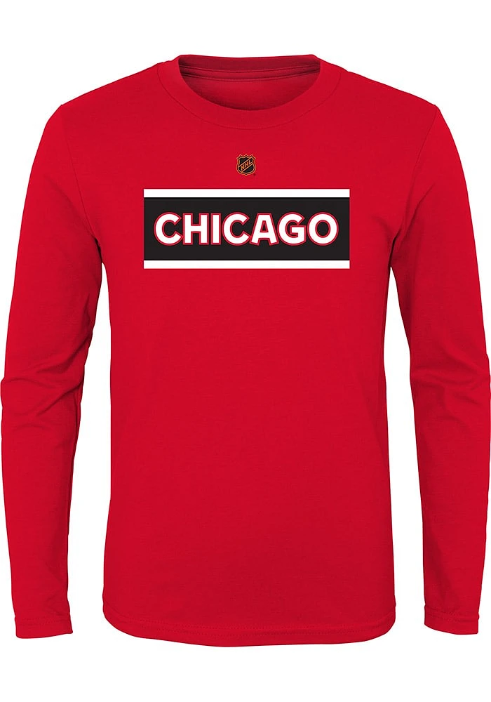 Chicago Blackhawks Boys Red Reverse Retro Primary Logo Long Sleeve T-Shirt