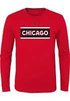 Chicago Blackhawks Boys Red Reverse Retro Primary Logo Long Sleeve T-Shirt