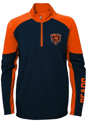 Chicago Bears Youth Navy Blue Audible Long Sleeve Quarter Zip Shirt