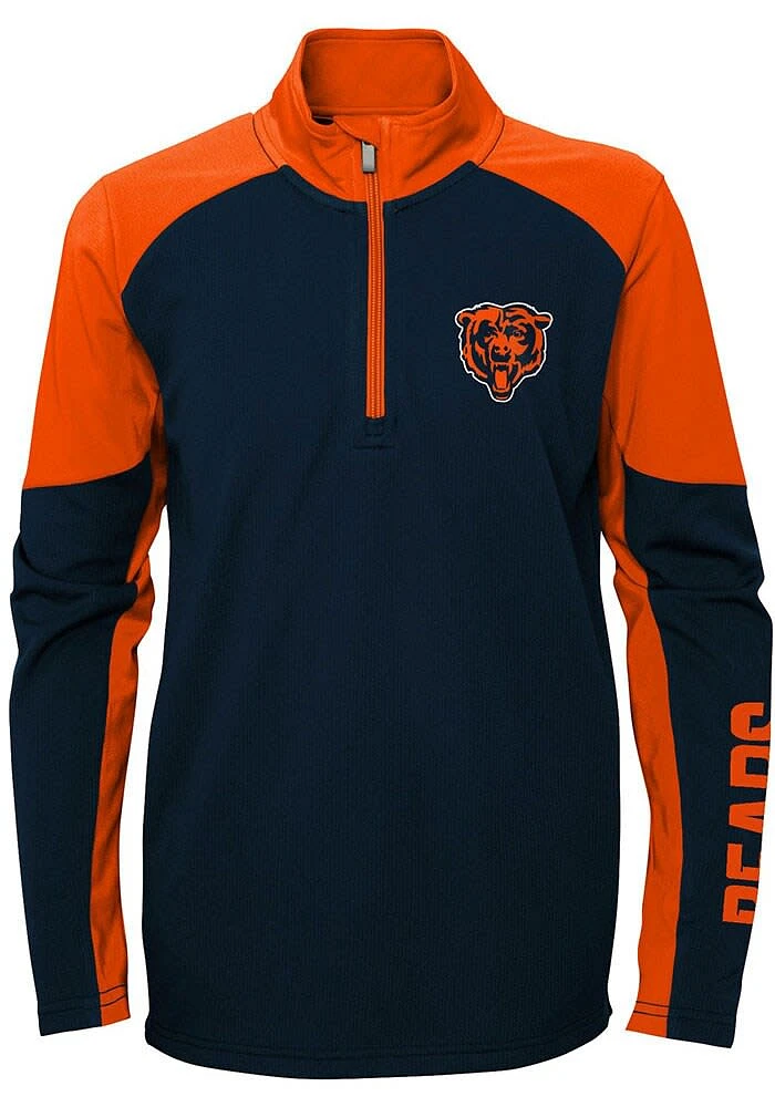 Chicago Bears Boys Navy Blue Audible Long Sleeve Qtr Zip