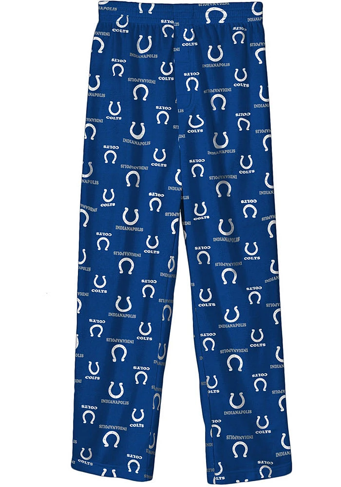 Indianapolis Colts Youth Blue All Over Logo Sleep Pants