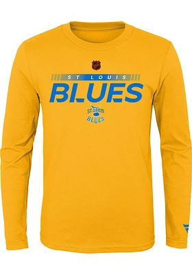 St Louis Blues Youth Gold Reverse Retro Authentic Pro Long Sleeve T-Shirt