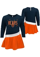 Chicago Bears Toddler Navy Blue Heart To Long Sleeve Dress