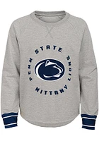 Penn State Nittany Lions Girls Navy Blue Raw Edge Crew Long Sleeve Sweatshirt