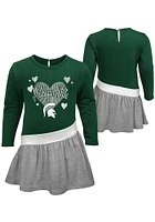 Michigan State Spartans Baby Girls Green Heart Jersey Short Sleeve Dress