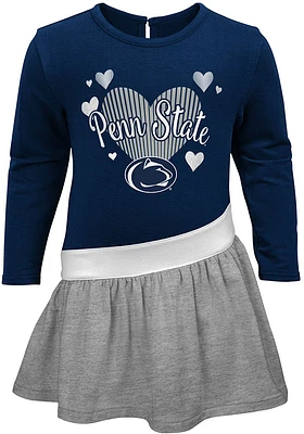 Penn State Nittany Lions Toddler Girls Navy Blue Heart Jersey Short Sleeve Dress