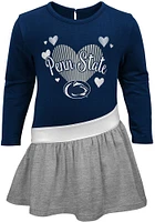 Penn State Nittany Lions Toddler Girls Navy Blue Heart Jersey Short Sleeve Dress