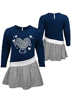 Penn State Nittany Lions Toddler Girls Navy Blue Heart Jersey Short Sleeve Dress