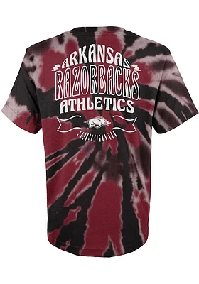 Arkansas Razorbacks Youth Cardinal Pennant Tie Dye Short Sleeve T-Shirt