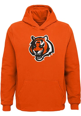 Cincinnati Bengals Boys Orange Primary Logo Long Sleeve Hooded Sweatshirt