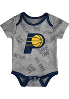 Indiana Pacers Baby Navy Blue Game Time 3PK One Piece