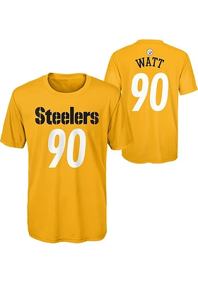TJ Watt Pittsburgh Steelers Youth Gold Mainliner NN Perf Player Tee