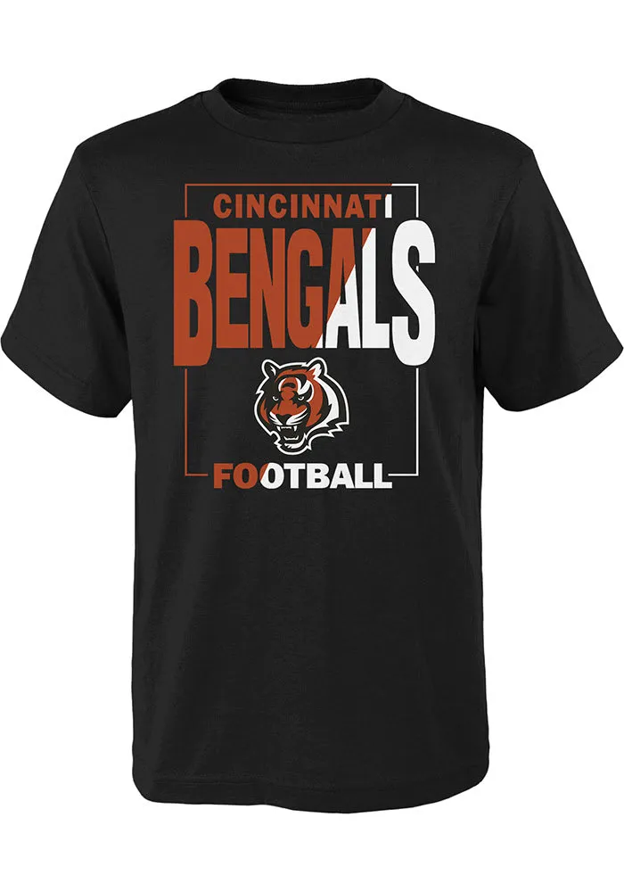 Cincinnati Bengals Youth Black Coin Toss Short Sleeve T-Shirt