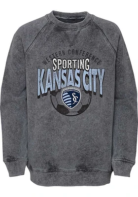 Sporting Kansas City Youth Charcoal Storm Fleece Long Sleeve Crew Sweatshirt