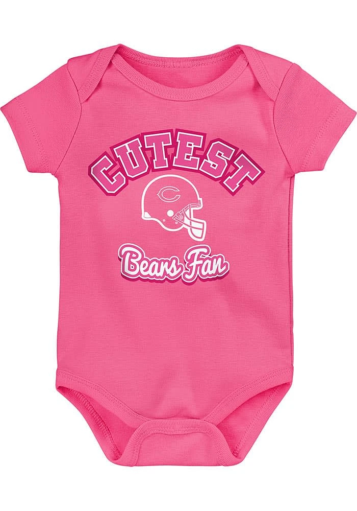 Chicago Bears Baby Pink Cutest Fan Design Short Sleeve One Piece