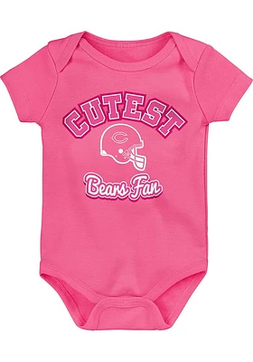 Chicago Bears Baby Pink Cutest Fan Design Short Sleeve One Piece