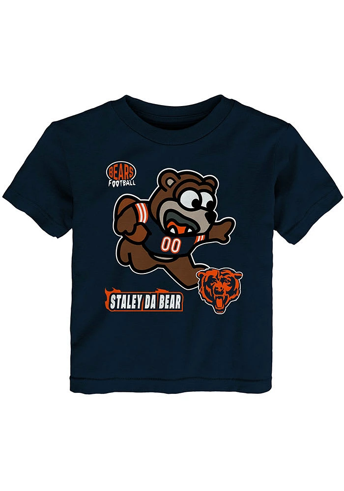 Staley Da Bear Outer Stuff Chicago Bears Toddler Navy Blue Mascot Sizzle Short Sleeve T-Shirt