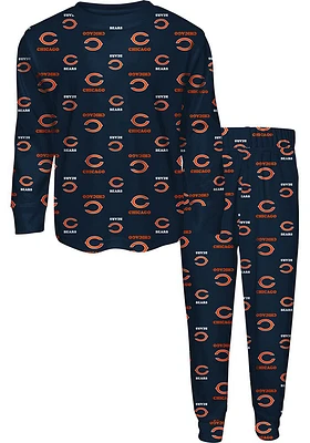 Chicago Bears Boys All Over Logo Set PJ - Navy Blue