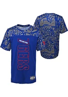 Philadelphia 76ers Youth Blue Court Mural Short Sleeve T-Shirt