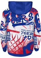 Philadelphia 76ers Boys Blue Spray Ball Long Sleeve Hooded Sweatshirt