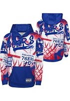 Philadelphia 76ers Boys Blue Spray Ball Long Sleeve Hooded Sweatshirt