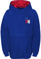 Philadelphia 76ers Youth Blue Paint The Court Hooded Long Sleeve Quarter Zip Shirt
