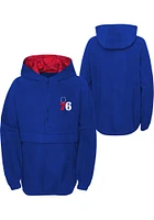 Philadelphia 76ers Youth Blue Paint The Court Hooded Long Sleeve Quarter Zip Shirt