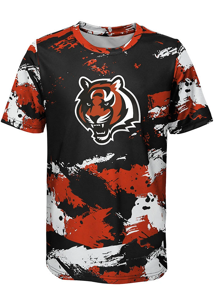 Cincinnati Bengals Youth Black Cross Pattern Short Sleeve T-Shirt